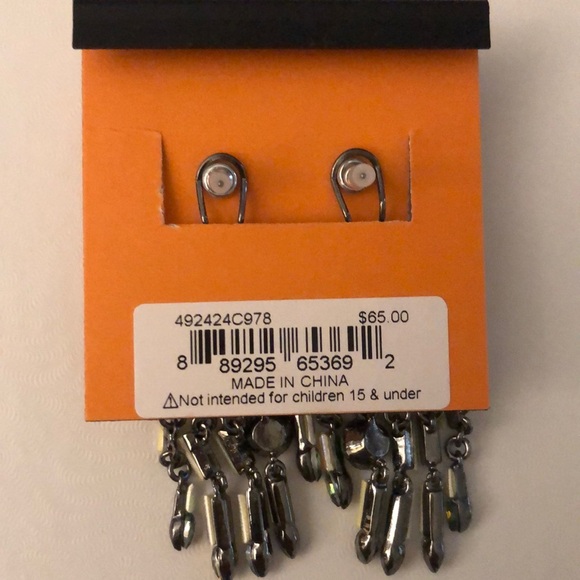 Betsey Johnson Silver Tone Skeleton Hand Drop Earrings Crystal Accents NWT - Picture 15 of 16